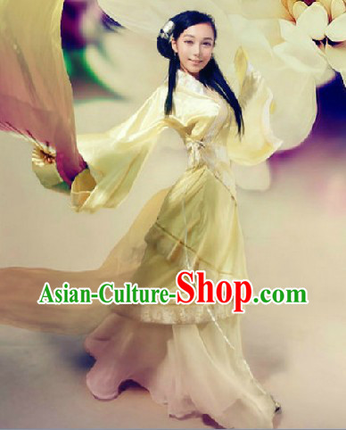 Chinese Classic Light Yellow Hanfu Clothes for Women