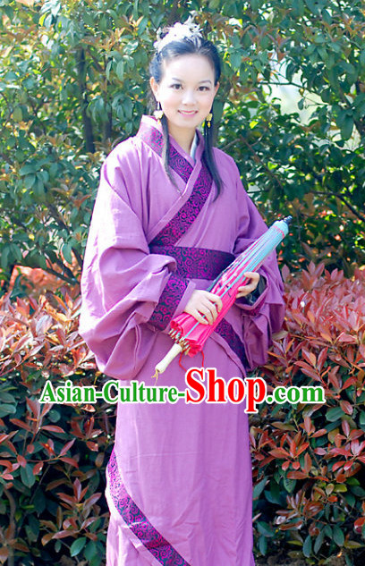 Ancient Chinese Han Dynasty Purple Dresses for Women