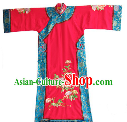 Traditional Chinese Opera Red Manchu Qing Dynasty Cheongsam Qipao for Women