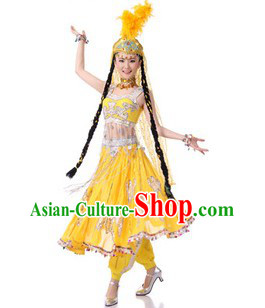 Traditional Chinese Hsinchiang Dance Costumes and Hat for Women