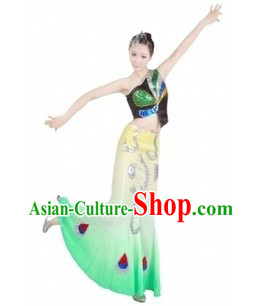 Traditional Chinese Dai Minority Peacock Dance Costumes for Women