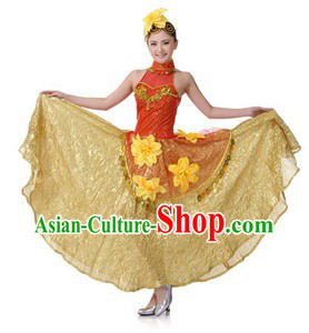 Chinese Modern Dance Costumes and Headpiece for Women