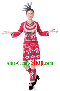 Traditional Gaoshan Tribe Clothing and Headpiece for Women