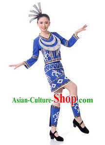 Traditional Gaoshan Tribe Clothing and Headpiece for Women