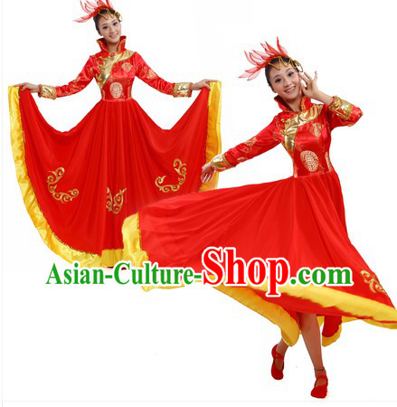 Chinese Mongolian Dresses and Headpiece for Women