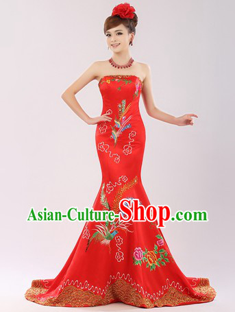 Traditional Chinese Phoenix Wedding Dress for Brides
