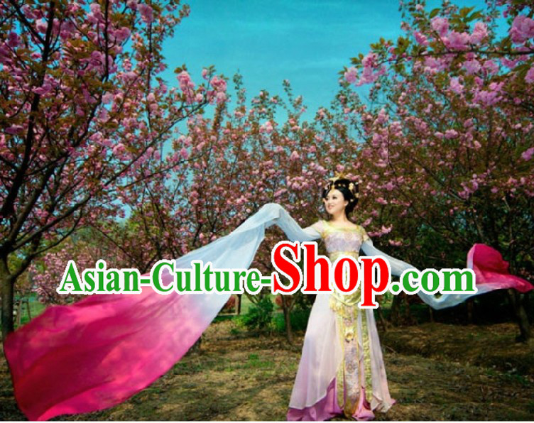 Ancient Chinese Pink Palace Dancer Costumes and Headpiece for Women