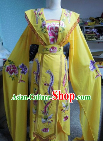 Ancient Chinese Yellow Phoenix Embroidery Costumes for Women
