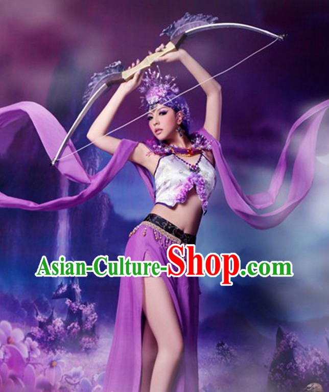 Ancient Chinese Dunhuang Fei Tian Dancer Costumes and Headpiece for Women