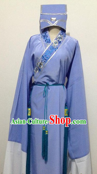 Ancient Chinese Purple Xiao Sheng Young Men Costumes and Hat for Men