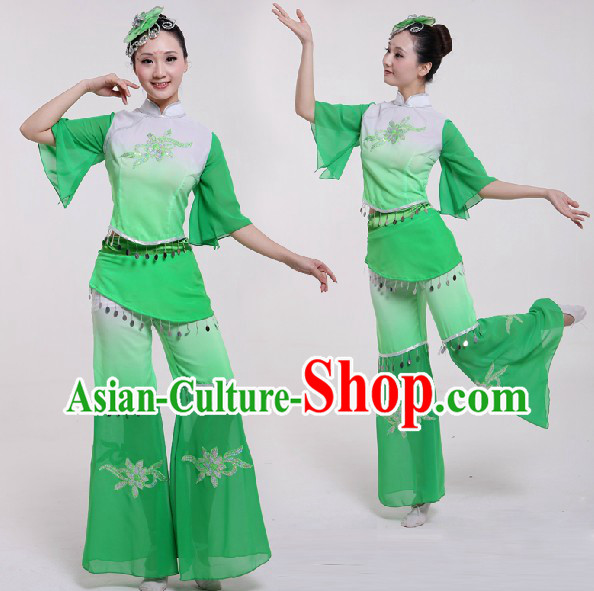 Chinese Classical Dancing Costumes and Headdress for Women