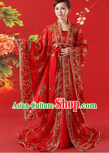 Traditional Ancient Chinese Red Wedding Dress for Brides