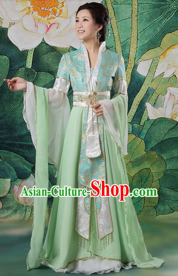 Chinese Classical Light Green SD Costumes Complete Set for Women