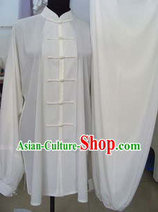 Traditional Chinese White Silk Tai Ji Clothing