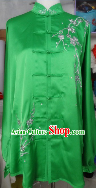 Traditional Chinese Green Tai Ji Kung Fu Performance Costumes