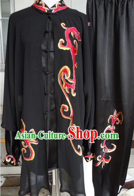 Chinese Classical Black Kung Fu Martial Arts Master Clothing Complete Set