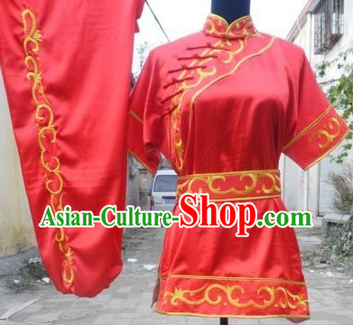 Traditional China Red Short Sleeveless Kung Fu Suits