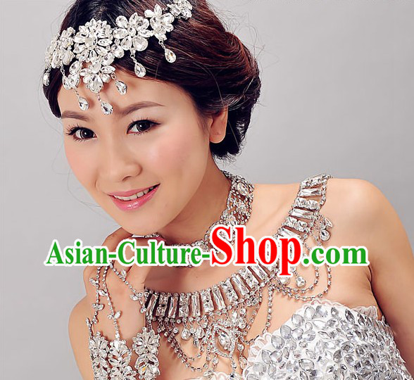 Chinese Classic Bridal Wedding Hair Accessories, Necklace and Hands Accessories Complete Set