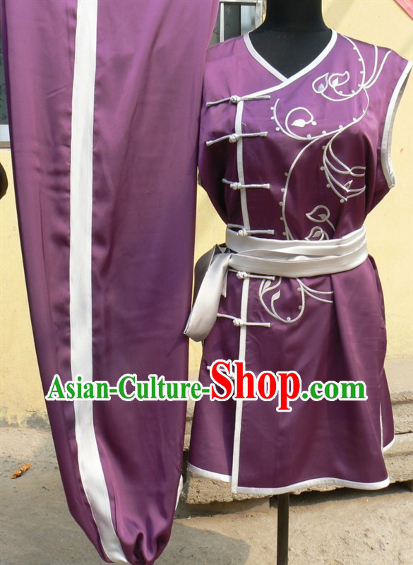 Purple Chinese Embroidery Tai Ji and Martial Arts Southern Fist Nan Quan Competition Outfit