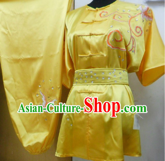 Yellow Chinese Embroidery Long Fist Southern Fist Kung Fu Uniform