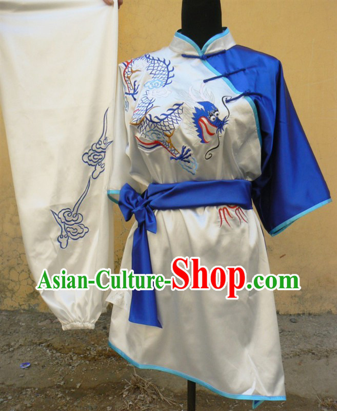 Traditional Chinese Short Sleeve Dragon Embroidery Contest Martial Arts Clothes