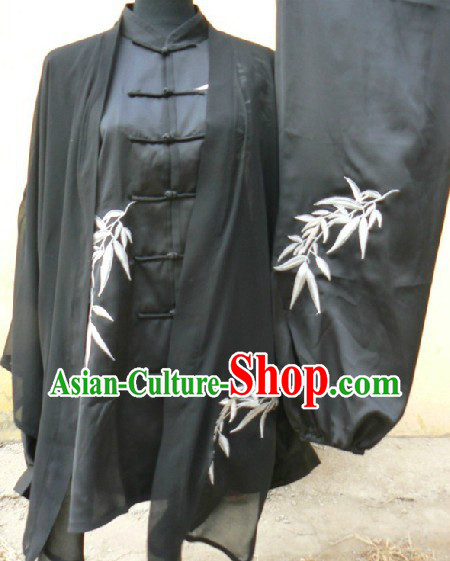 Black Long Sleeves Martial Arts and Tai Ji Clothing Complete Set