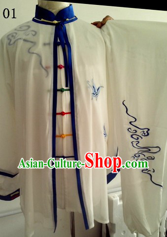 Traditional Chinese White Kung Fu and Tai Chi Martial Arts Uniform Complete Set