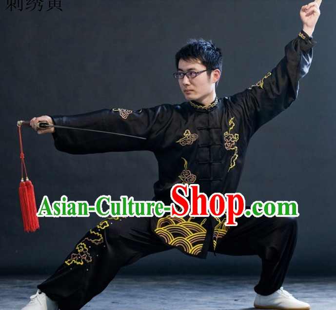 Traditional Chinese Black Kung Fu Tai Chi Martial Arts Uniform