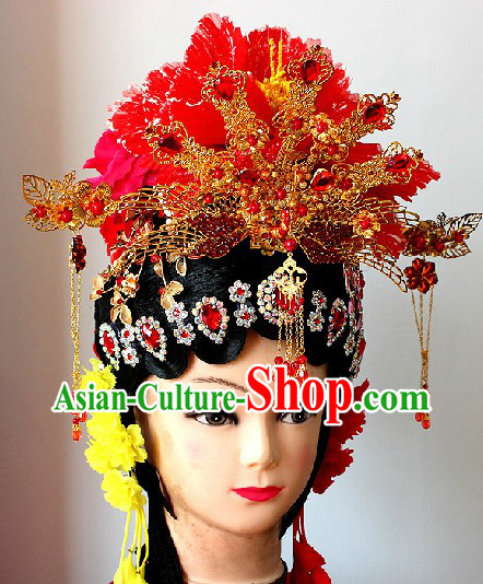 Traditional Chinese Phoenix Coronet Hair Accessories and Long Wig