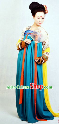 Ancient Chinese Tang Dynasty Female Clothing Complete Set for Women