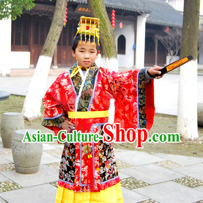 Qin Shi Huang First Emperor of Qin Costume and Hat for Children