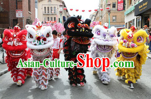 Supreme Chinese Traditional Lion Dance Costume Five Sets