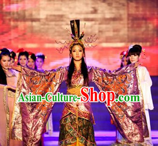Ancient China Queen Clothes and Head Pieces Full Set