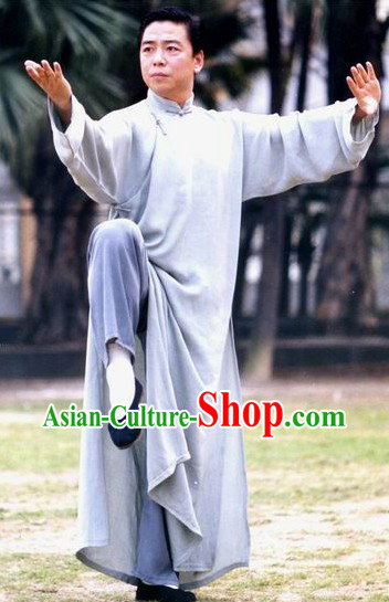 Mandarin Cotton Tai Ji Male Robe for Yip Men Master