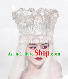 Large Chinese Miao Tribe Silver Hat for Women