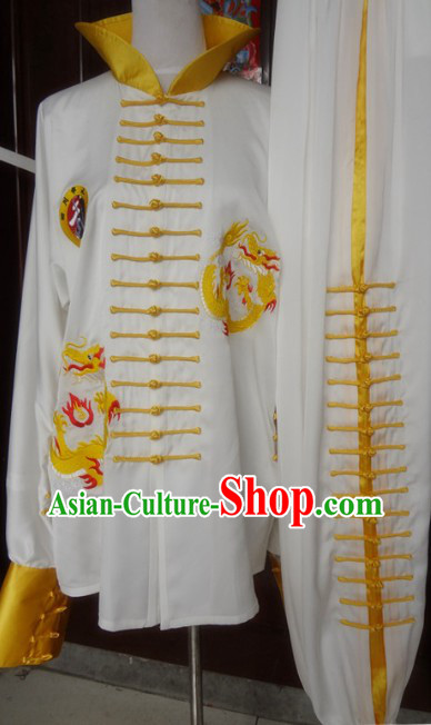 High Collar Silk Embroidered Dragon Tai Chi Uniform Clothing for Men or Women