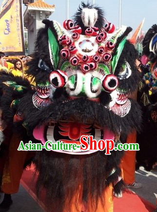 Old Style Black Ceremonial Lion Dance Costumes Complete Set