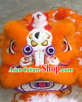 Supreme Orange Natural Wool Grand Opening and Business Promotion Lion Dance Equipments Complete Set