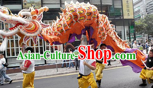 Orange Chinese New Year Big Dragon Dance Costumes