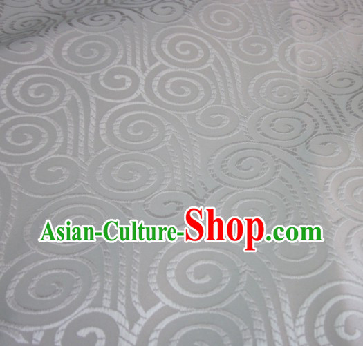 Pure White Chinese Auspicious Cloud Tibet Clothing Fabric