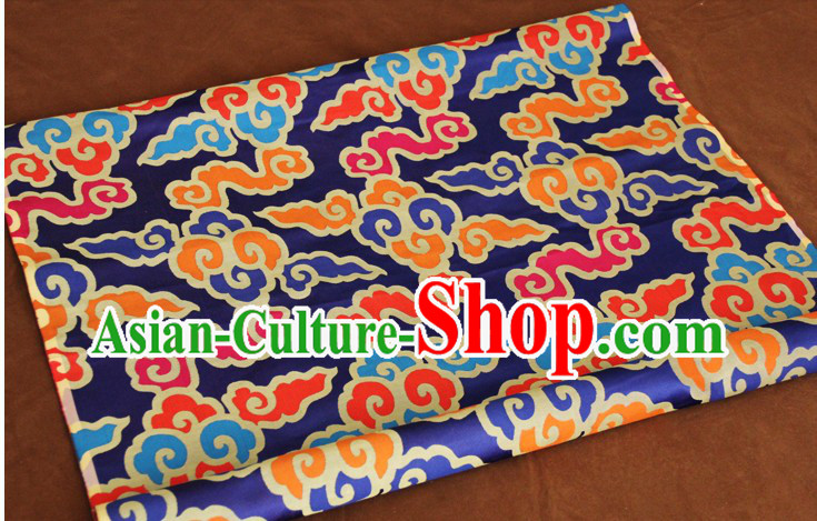 Blue Traditional Chinese Tibetan Fabric