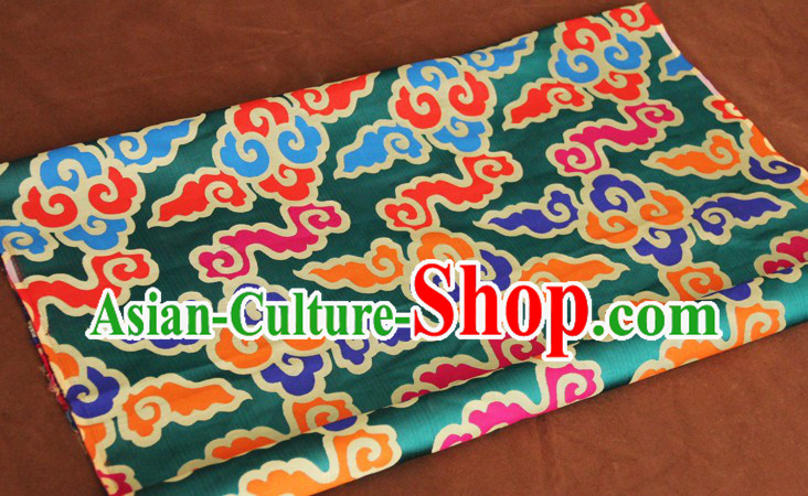 Green Traditional Chinese Tibetan Clothing Fabric