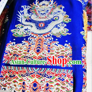 Blue Traditional Chinese Tibetan Dragon Fabric