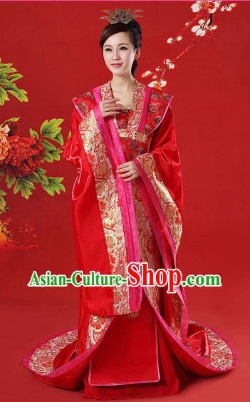 Ancient Chinese Red Brides Phoenix Wedding Dress