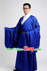 Blue Ancient Chinese Han Fu Robe and Clothing for Men