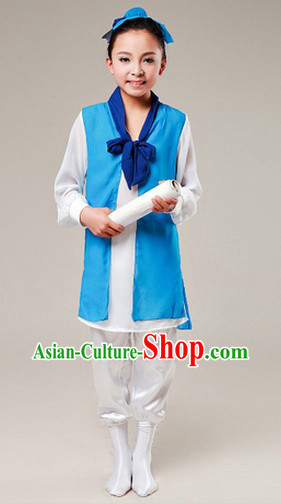 Chinese Classical Dancing Costumes and Head Pieces for Kids