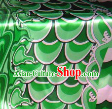 Traditional Green Chinese Dragon Dance Scale Fabric