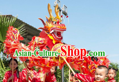 10 Meters Red Traditional Dragon Dance Costume for 9-10 Nursery School Kids