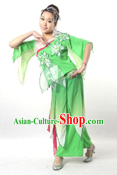 Traditional Chinese Stage Performance Jasmine Flower Mo Li Dance Costume and Head Pieces