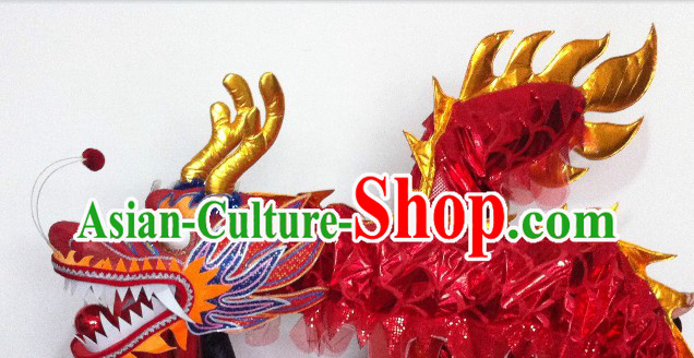 Shinning Red China Dragon Dancing Costumes Props for 19-20 Dancers